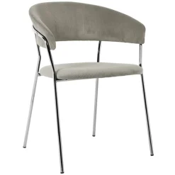 KARE Design Armlehnstuhl Belle Cord Beige Chrom (2/Set)- Stühle