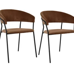 KARE Design Armlehnstuhl Belle Cord Braun (2/Set)- Stühle