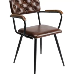 KARE Design Armlehnstuhl Salsa Leder Braun- Stühle