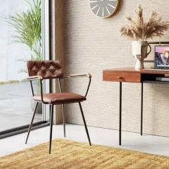 KARE Design Armlehnstuhl Salsa Leder Braun- Stühle