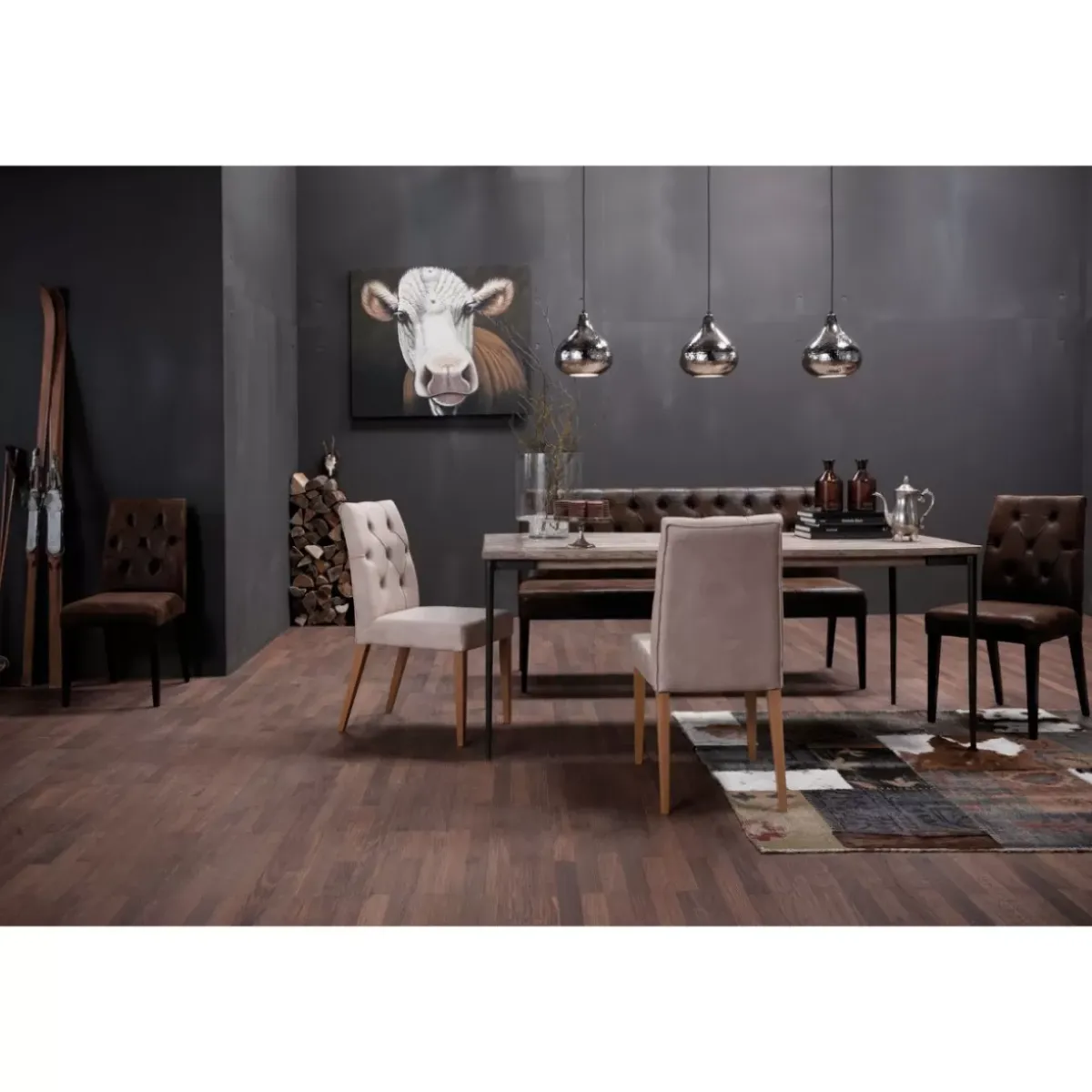 KARE Design Bank Econo Buttons Vintage 162 Cm- Sitzbänke