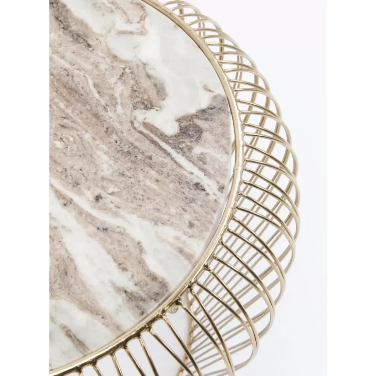 KARE Design Beistelltisch Beam Grau Marmor Messing O43Cm- Tische