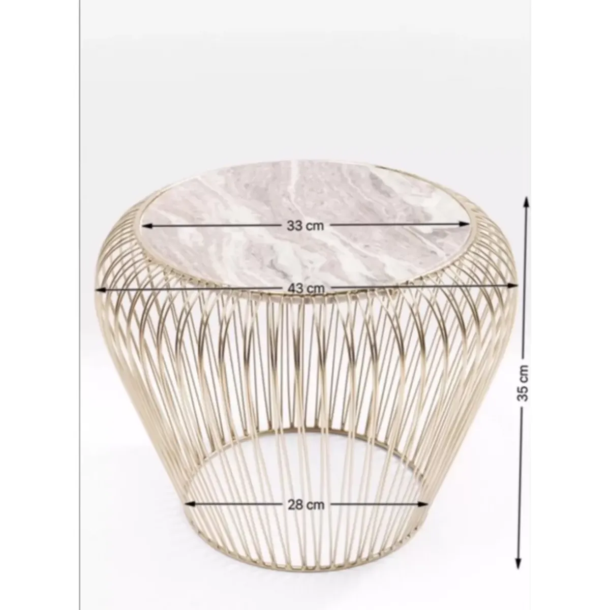 KARE Design Beistelltisch Beam Grau Marmor Messing O43Cm- Tische