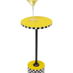 KARE Design Beistelltisch Domero Checkers Gelb O25Cm- Tische