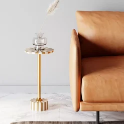 KARE Design Beistelltisch Domero Cirque Gold Weis O25Cm- Tische