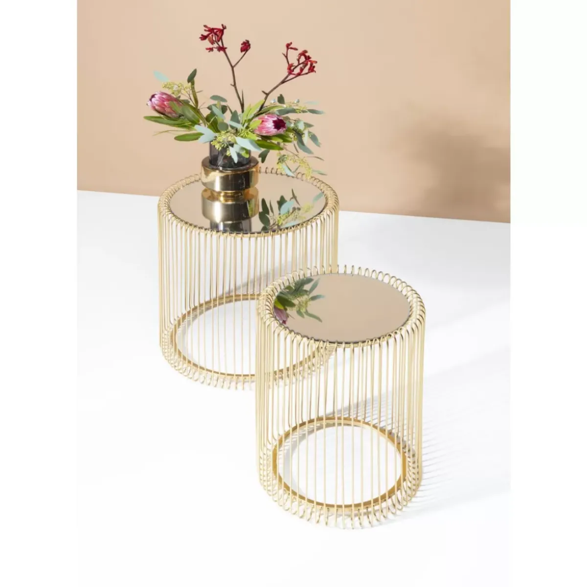 KARE Design Beistelltisch Wire Messing (2/Set) O44Cm- Tische