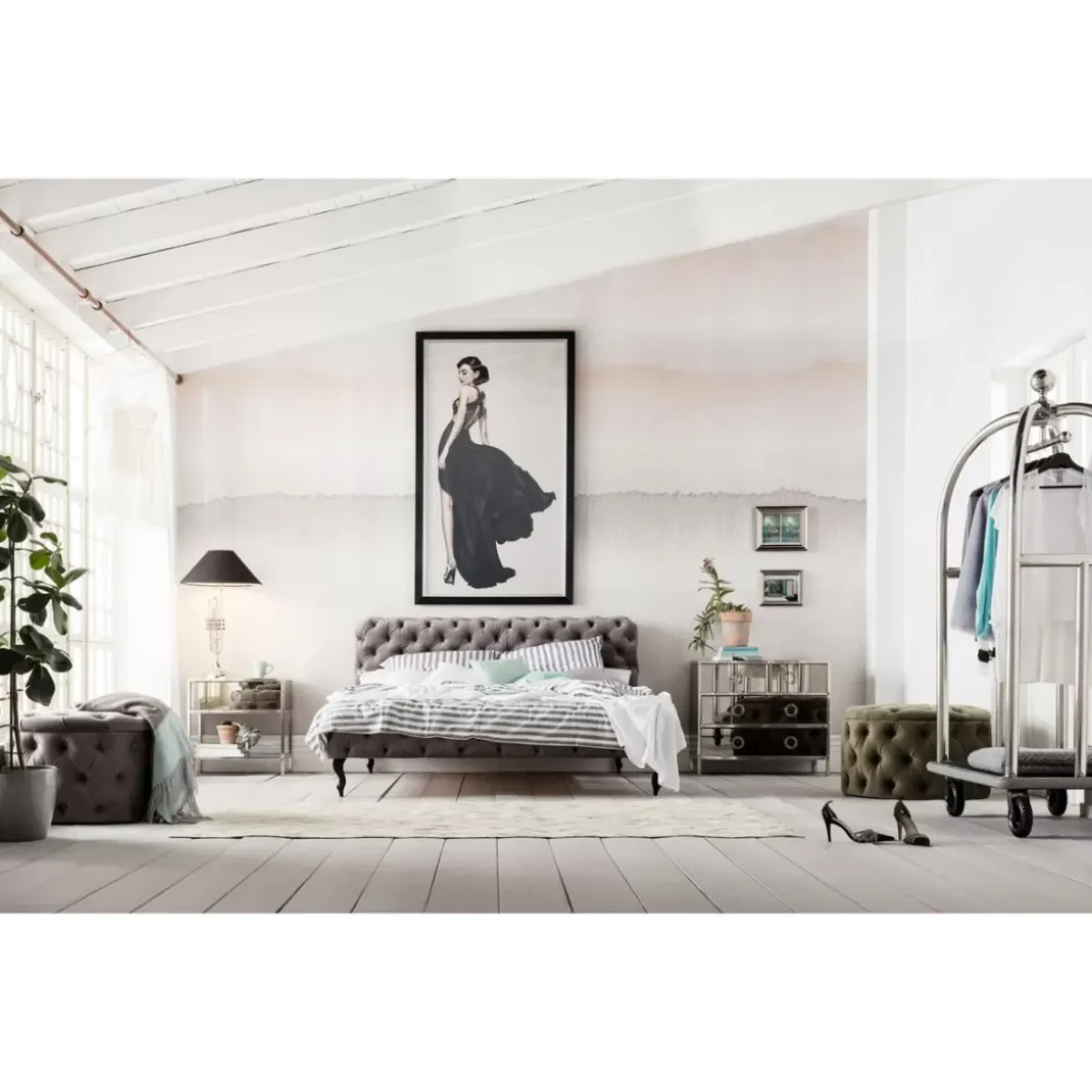 KARE Design Bett Desire Velvet Silbergrau 160X200 Cm- Betten