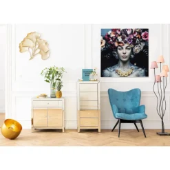 KARE Design Bild Glas Flower Art Lady 120X120Cm- Bilder