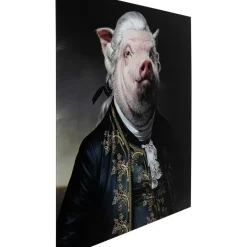 KARE Design Bild Glas Gentleman Pig 120X120- Bilder