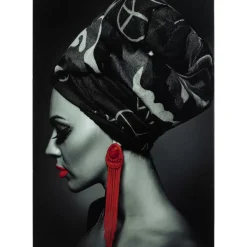 KARE Design Bild Glas Lady Red Earring 80X120- Bilder