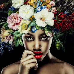 KARE Design Bild Glas Pretty Flower Woman 120X120- Bilder