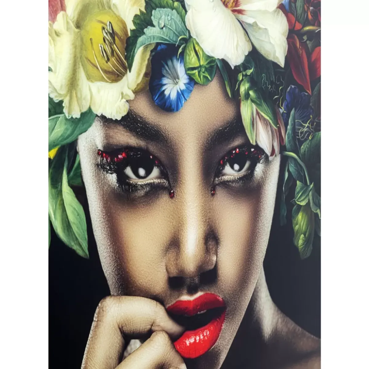 KARE Design Bild Glas Pretty Flower Woman 100X100- Bilder