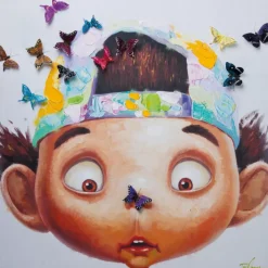 KARE Design Bild Touched Boy With Butterflies 100X100Cm- Bilder