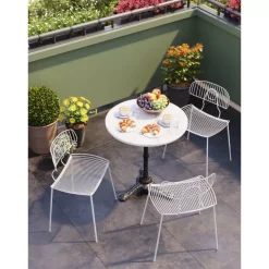 KARE Design Bistrotisch Kaffeehaus Rund Weiss O60- Outdoormöbel