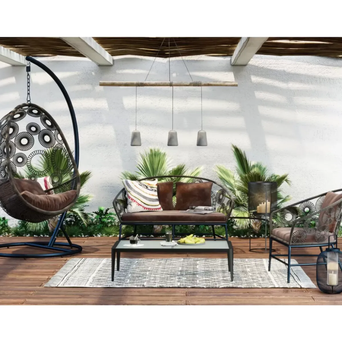 KARE Design Couchtisch Tiki Schwarz- Outdoormöbel