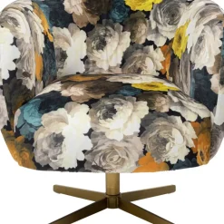 KARE Design Drehsessel Peony Flower Gelb- Sessel