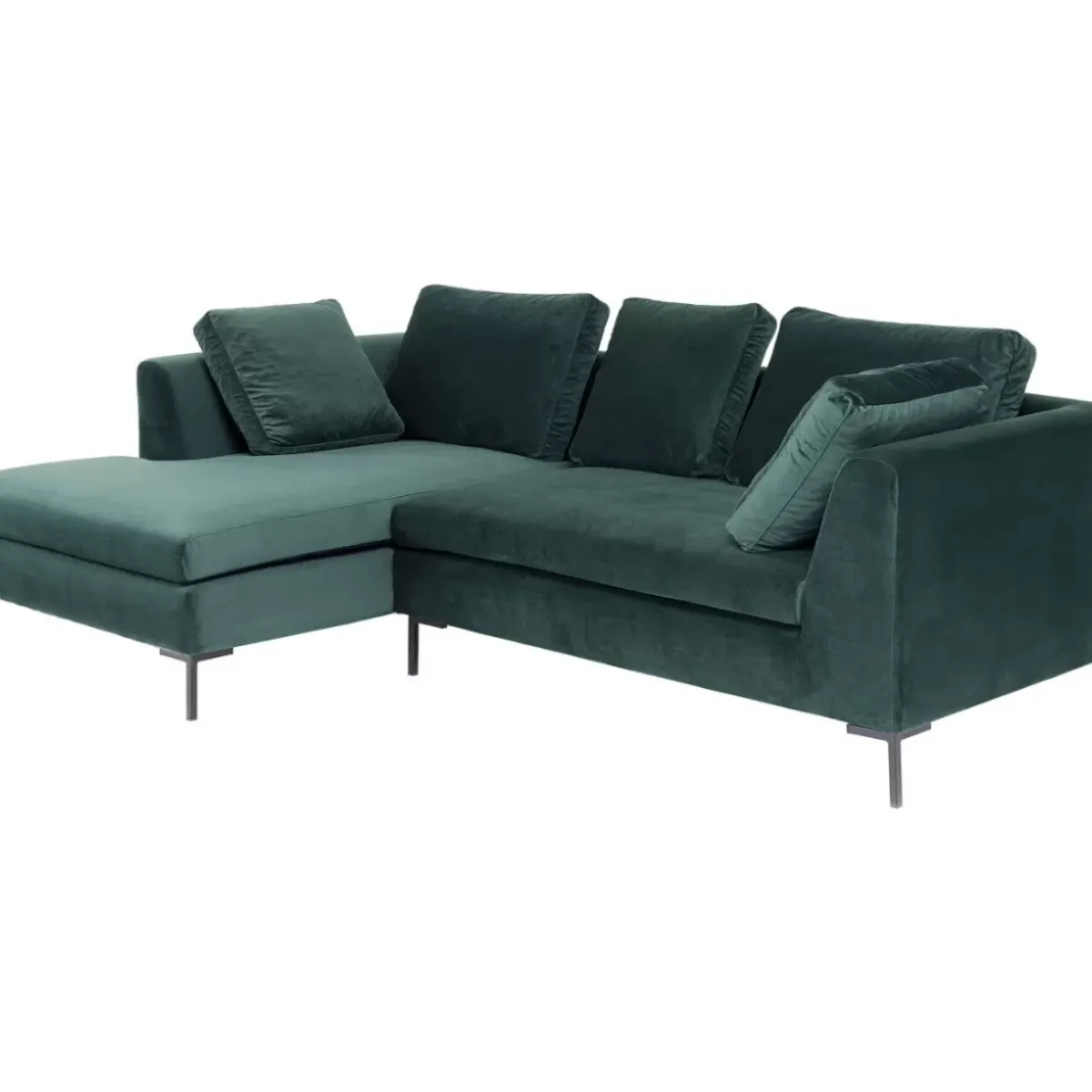 KARE Design Ecksofa Gianni Small Velvet Dunkelgrun Links- Sofas & Couches