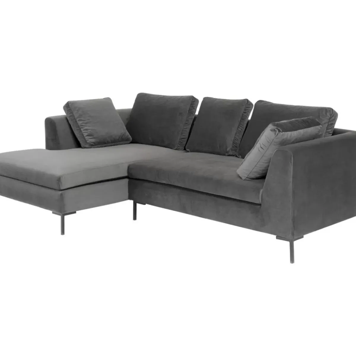 KARE Design Ecksofa Gianni Small Velvet Grau Links- Sofas & Couches