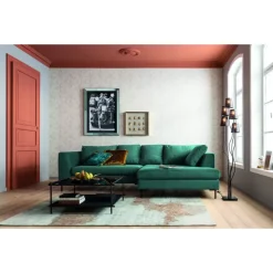 KARE Design Ecksofa Gianni Velvet Dunkelgrun Rechts Schwarz- Sofas & Couches