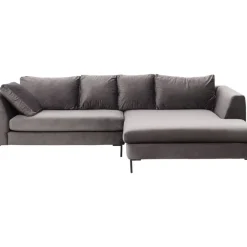 KARE Design Ecksofa Gianni Velvet Grau Rechts Schwarz- Sofas & Couches