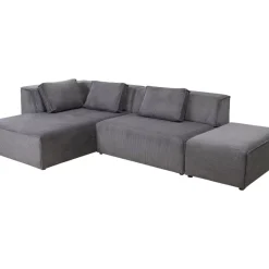 KARE Design Ecksofa Infinity Ottomane Cord Grau Links- Sofas & Couches