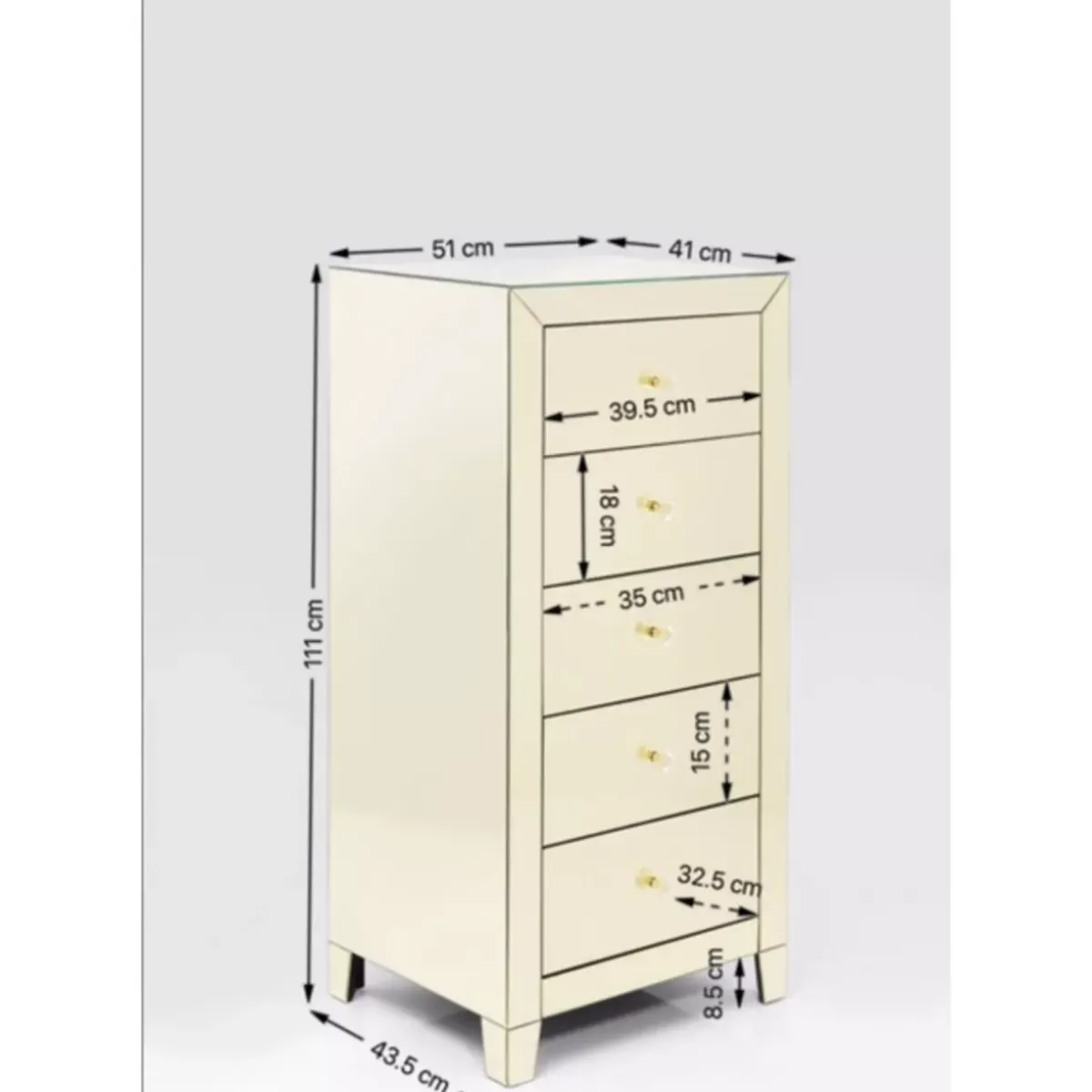 KARE Design Hochkommode Luxury Champagne 5 Schube- Kommoden & Sideboards