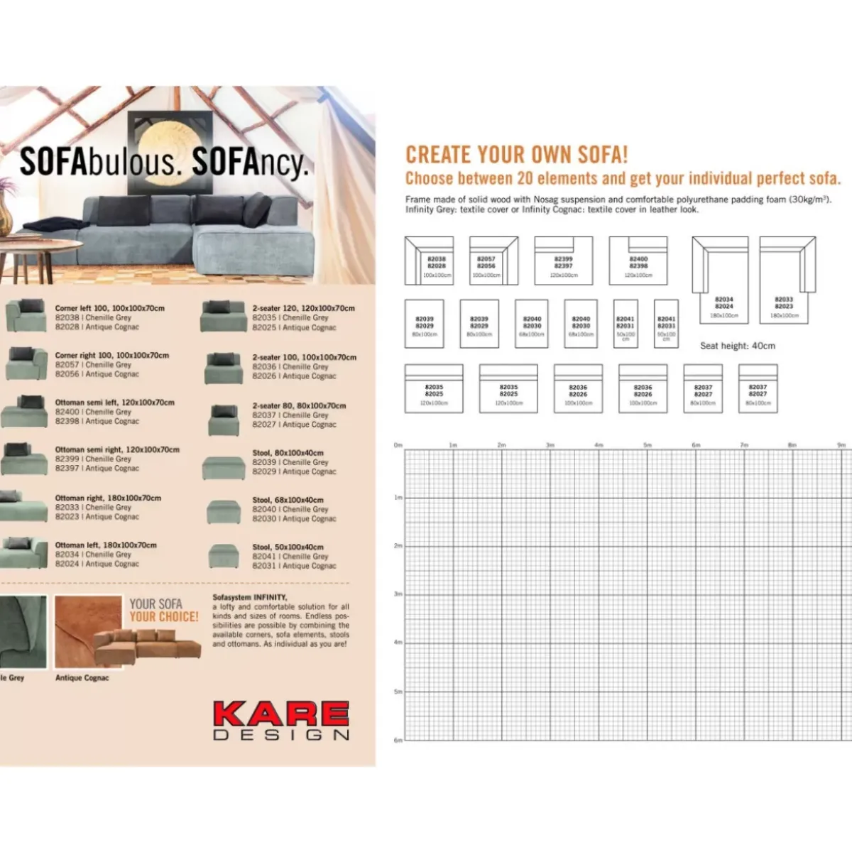 KARE Design Infinity 2-Sitzer 80 Elements Grau- Sofas & Couches
