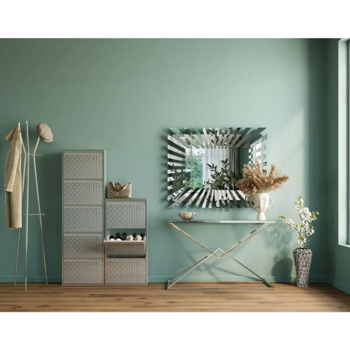 KARE Design Schuhkipper Caruso 3-Er Silber/Geflext- Kleinmöbel & Sonstiges