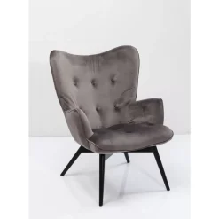 KARE Design Sessel Black Vicky Velvet Grau- Sessel