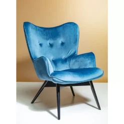 KARE Design Sessel Black Vicky Velvet Petrol- Sessel