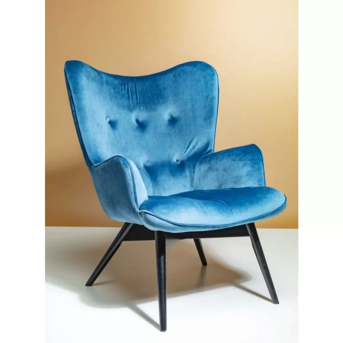 KARE Design Sessel Black Vicky Velvet Petrol- Sessel