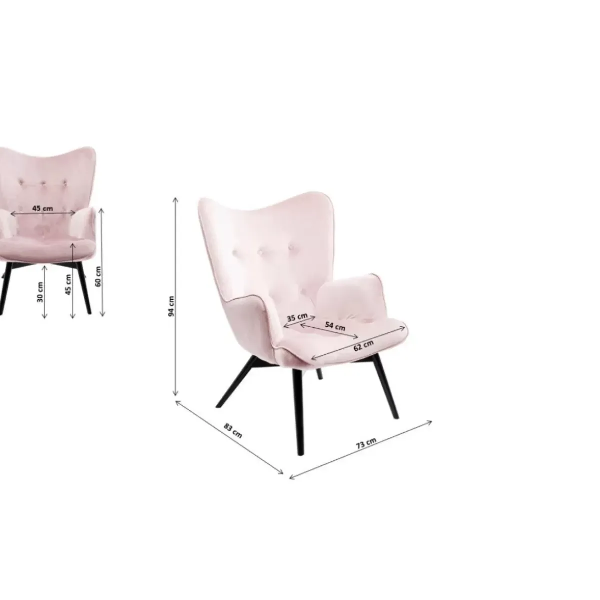 KARE Design Sessel Black Vicky Velvet Rose- Sessel