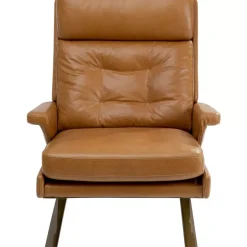 KARE Design Sessel Mit Hocker Breno Braun- Sessel