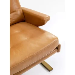 KARE Design Sessel Mit Hocker Breno Braun- Sessel