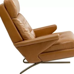 KARE Design Sessel Mit Hocker Breno Braun- Sessel