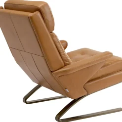 KARE Design Sessel Mit Hocker Breno Braun- Sessel