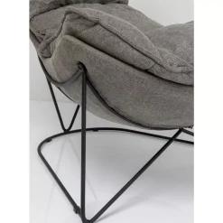 KARE Design Sessel Mit Hocker Snuggle Grau (2/Tlg)- Sessel