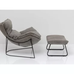 KARE Design Sessel Mit Hocker Snuggle Grau (2/Tlg)- Sessel