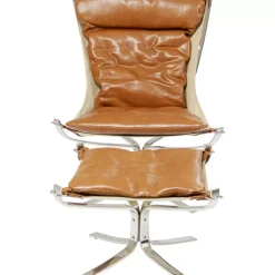 KARE Design Sessel Mit Hocker Washington Braun- Sessel