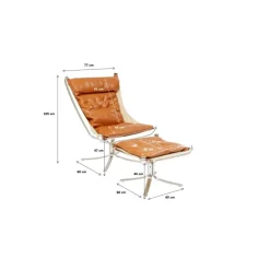 KARE Design Sessel Mit Hocker Washington Braun- Sessel