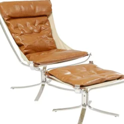 KARE Design Sessel Mit Hocker Washington Braun- Sessel