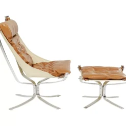 KARE Design Sessel Mit Hocker Washington Braun- Sessel