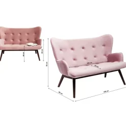 KARE Design Sofa Black Vicky 2-Sitzer Velvet Grau- Sofas & Couches