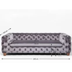 KARE Design Sofa Desire 3-Sitzer Silbergrau- Sofas & Couches