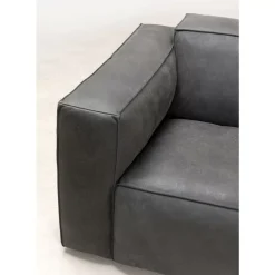 KARE Design Sofa Henry 3-Sitzer Leder Grau- Sofas & Couches