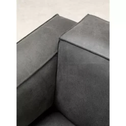 KARE Design Sofa Henry 3-Sitzer Leder Grau- Sofas & Couches