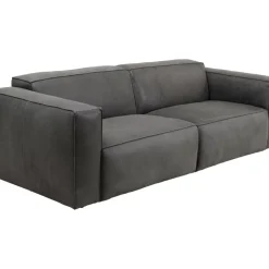 KARE Design Sofa Henry 3-Sitzer Leder Grau- Sofas & Couches
