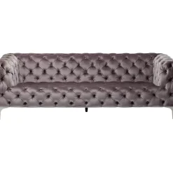 KARE Design Sofa Look 3-Sitzer Velvet Grau- Sofas & Couches