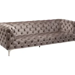 KARE Design Sofa Look 3-Sitzer Velvet Grau- Sofas & Couches