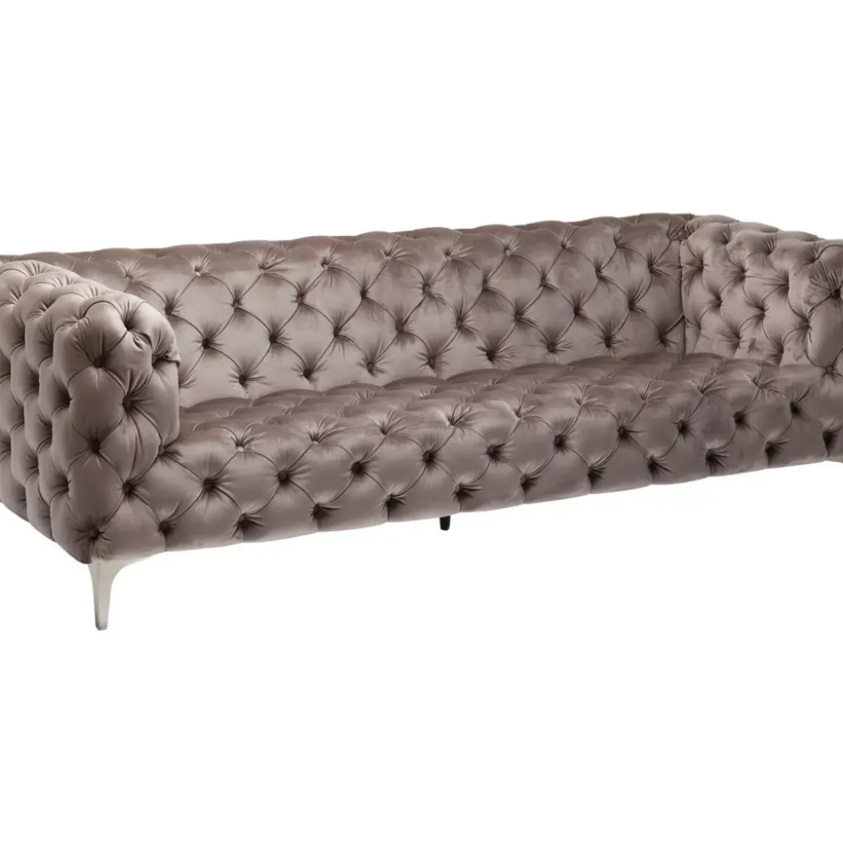 KARE Design Sofa Look 3-Sitzer Velvet Grau- Sofas & Couches